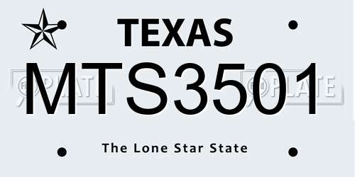 MTS3501 Texas License Plate