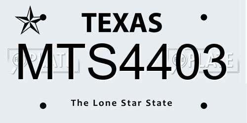 MTS4403 Texas License Plate