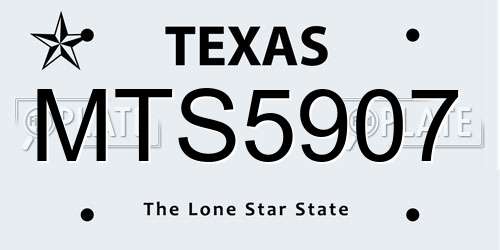 MTS5907 Texas License Plate