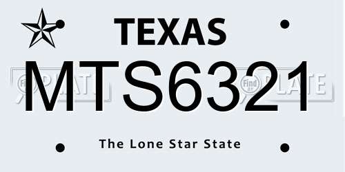 MTS6321 Texas License Plate