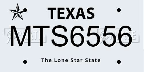 MTS6556 Texas License Plate