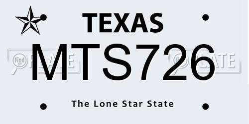 MTS726 Texas License Plate