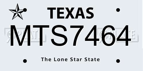 MTS7464 Texas License Plate