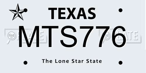 MTS776 Texas License Plate