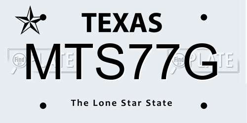 MTS77G Texas License Plate
