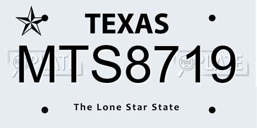 MTS8719 Texas License Plate