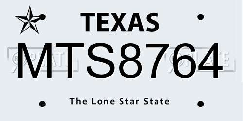MTS8764 Texas License Plate