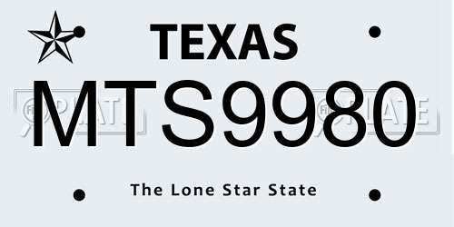 MTS9980 Texas License Plate
