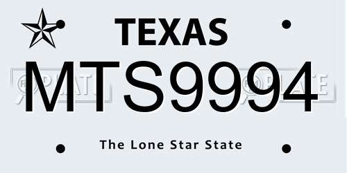 MTS9994 Texas License Plate