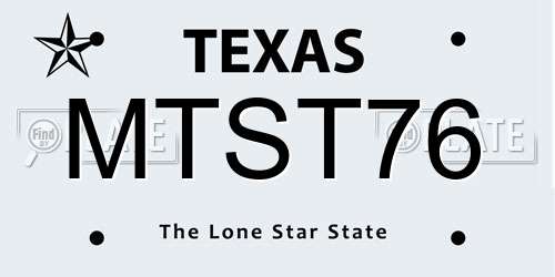 MTST76 Texas License Plate
