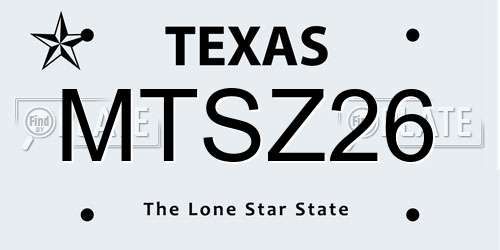 MTSZ26 Texas License Plate