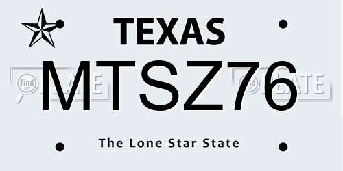 MTSZ76 Texas License Plate