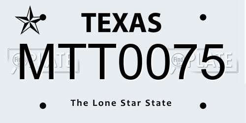 MTT0075 Texas License Plate