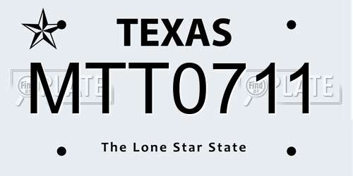 MTT0711 Texas License Plate