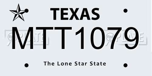 MTT1079 Texas License Plate