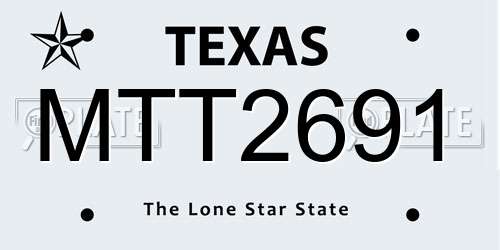 MTT2691 Texas License Plate