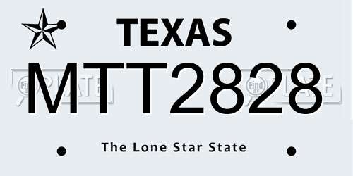 MTT2828 Texas License Plate