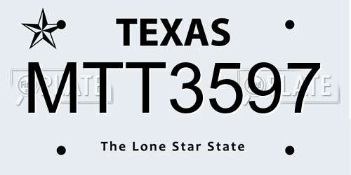 MTT3597 Texas License Plate