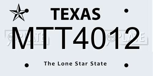 MTT4012 Texas License Plate