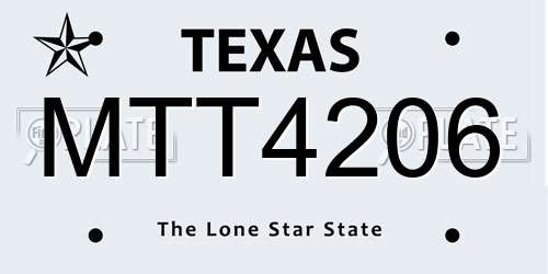 MTT4206 Texas License Plate