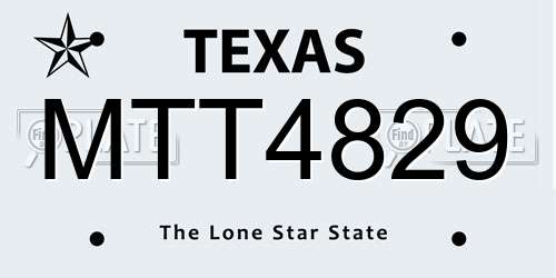 MTT4829 Texas License Plate
