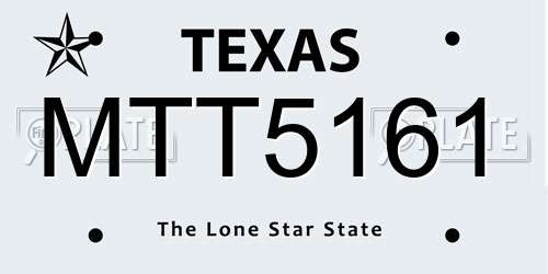 MTT5161 Texas License Plate