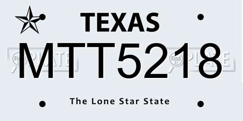 MTT5218 Texas License Plate