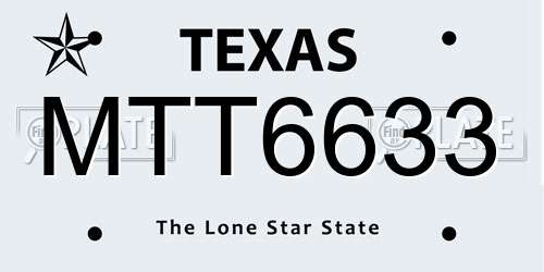 MTT6633 Texas License Plate