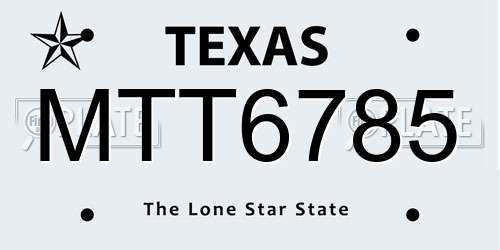 MTT6785 Texas License Plate