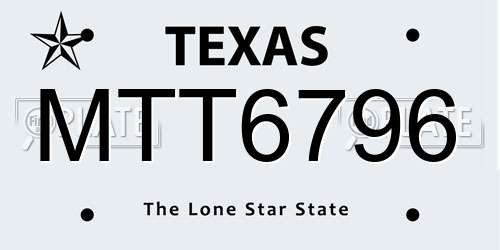 MTT6796 Texas License Plate
