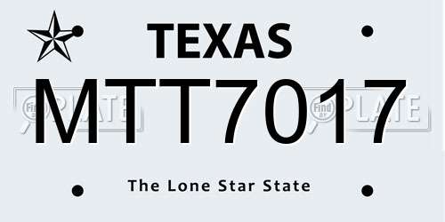 MTT7017 Texas License Plate