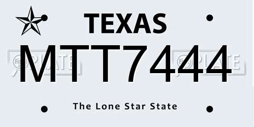 MTT7444 Texas License Plate