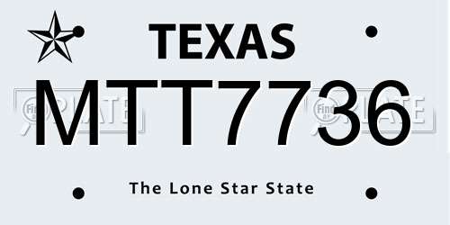 MTT7736 Texas License Plate
