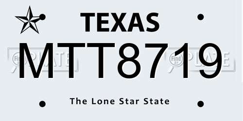 MTT8719 Texas License Plate
