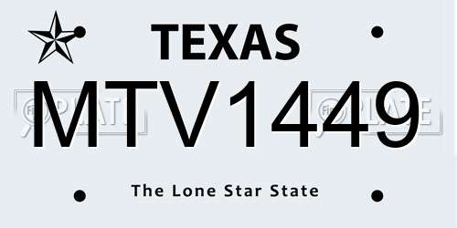 MTV1449 Texas License Plate