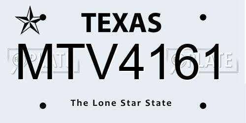 MTV4161 Texas License Plate