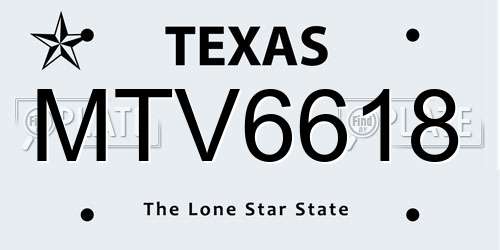 MTV6618 Texas License Plate