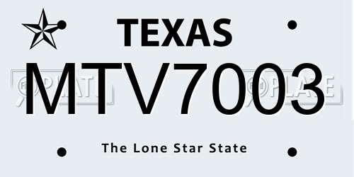 MTV7003 Texas License Plate