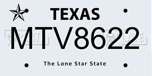 MTV8622 Texas License Plate