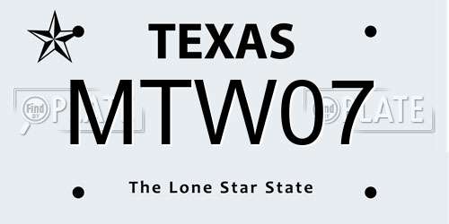 MTW07 Texas License Plate