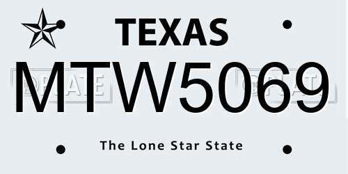 MTW5069 Texas License Plate
