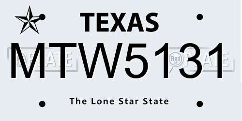 MTW5131 Texas License Plate