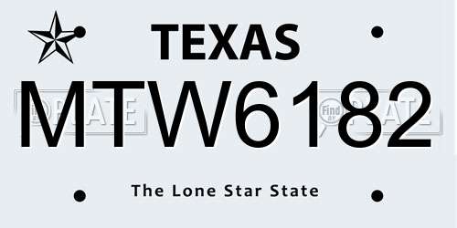 MTW6182 Texas License Plate