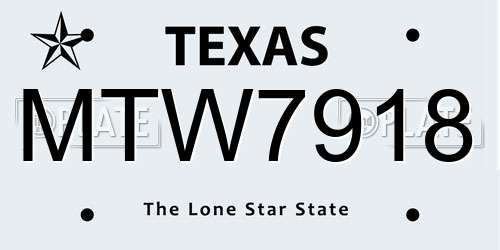 MTW7918 Texas License Plate