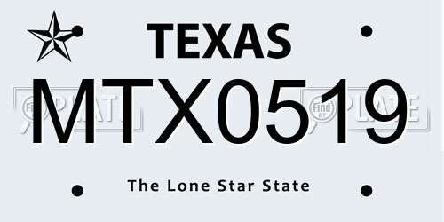 MTX0519 Texas License Plate