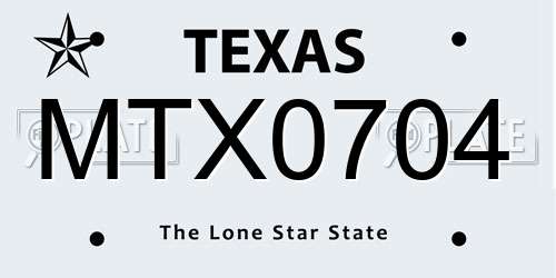 MTX0704 Texas License Plate