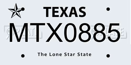 MTX0885 Texas License Plate