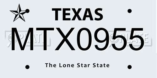 MTX0955 Texas License Plate