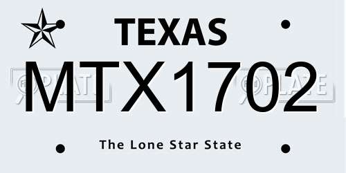 MTX1702 Texas License Plate
