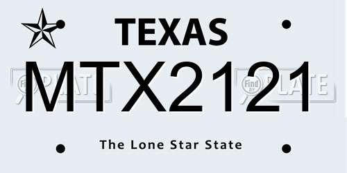 MTX2121 Texas License Plate